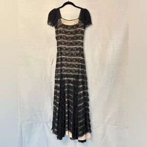 Vintage 1930's Cotillion Black Lace Maxi Dress